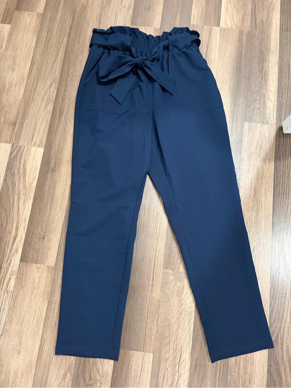 Amazon Tie-Waist Paperbag Pants in Navy